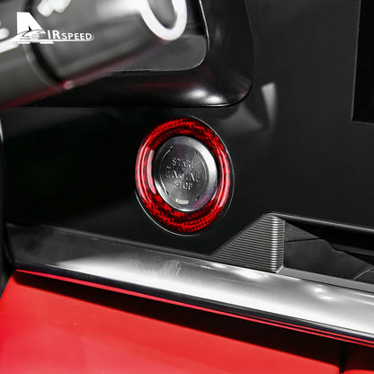 Real Hard Carbon Fiber Car Engine Start Button Ring Cover Trim Sticker For Chevrolet Corvette C8 2020 2021 2022 2023 Accessories
