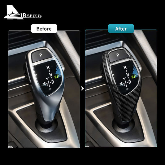 Closed Style Gear Shift Knob Black Dry Carbon For BMW F30 Series Universal - detail view