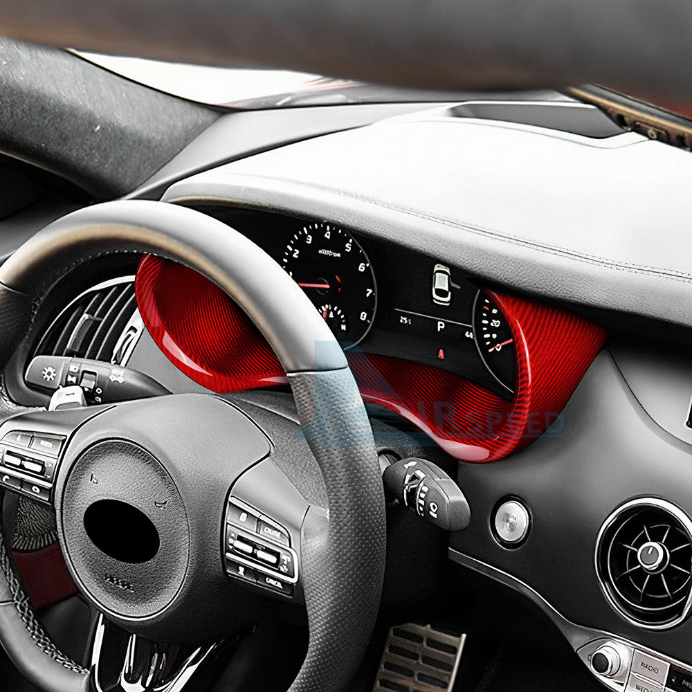 1X Red Real Hard Carbon Fiber Gauge Cluster Cover Trim For Kia Stinger 2018-2023