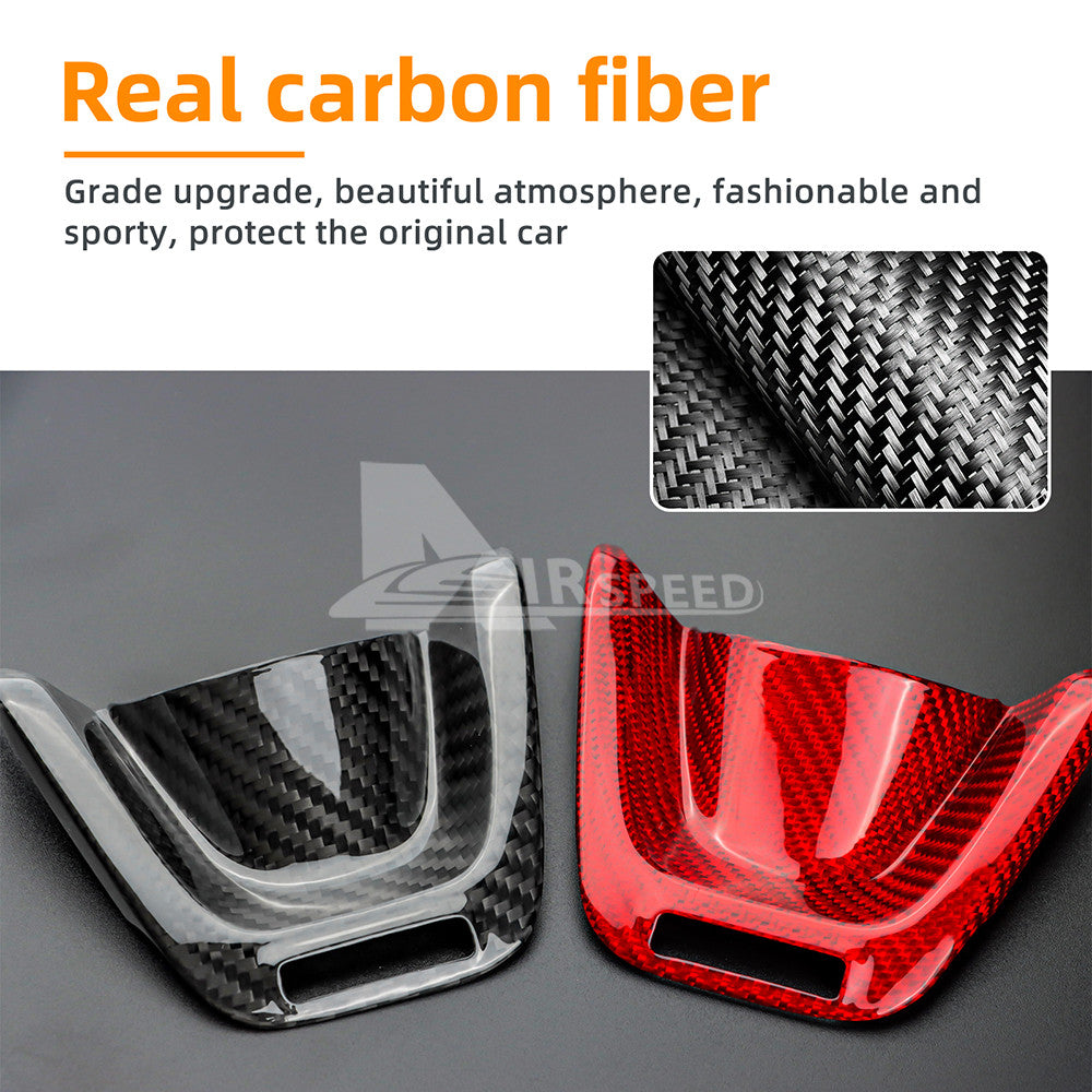 Carbon Fiber RED Real Hard Steering Wheel Cover Trim For Kia Stinger 2018-2023 - detail view 4