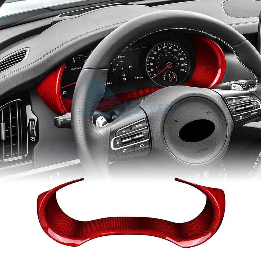 1X Red Real Hard Carbon Fiber Gauge Cluster Cover Trim For Kia Stinger 2018-2023