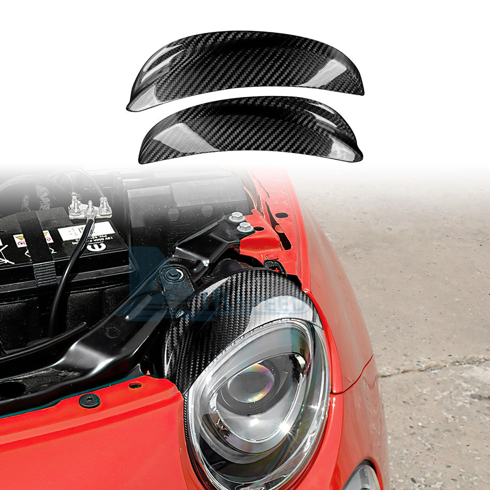 Headlight Eyebrow Eyelids Real Carbon Fiber Trim For Fiat 500 Abarth 595 2016-23 - product view