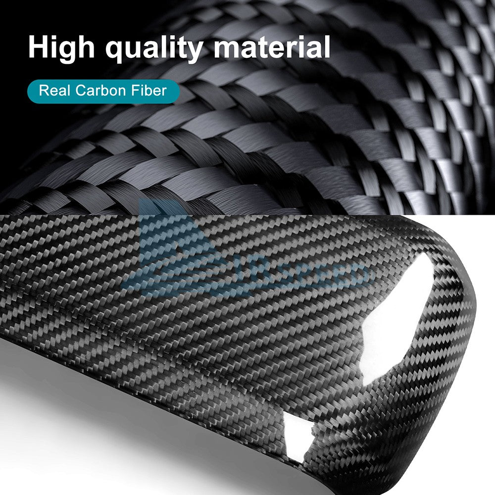 Black Hard Carbon Fiber Armrest Panel Cover Trim for MINI F65, F66 & F67 (2024-2025) - detail view 3