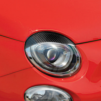 Headlight Eyebrow Eyelids Real Carbon Fiber Trim For Fiat 500 Abarth 595 2016-23 - detail view 8