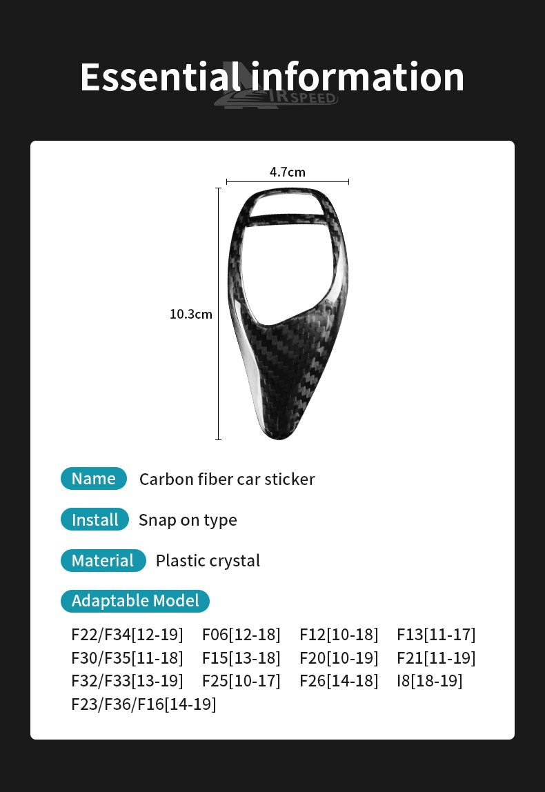 Closed Style Gear Shift Knob Black Dry Carbon For BMW F30 Series Universal - detail view 11