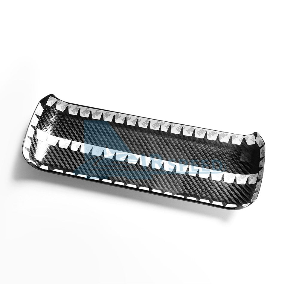 Black Hard Carbon Fiber Armrest Panel Cover Trim for MINI F65, F66 & F67 (2024-2025) - detail view 8