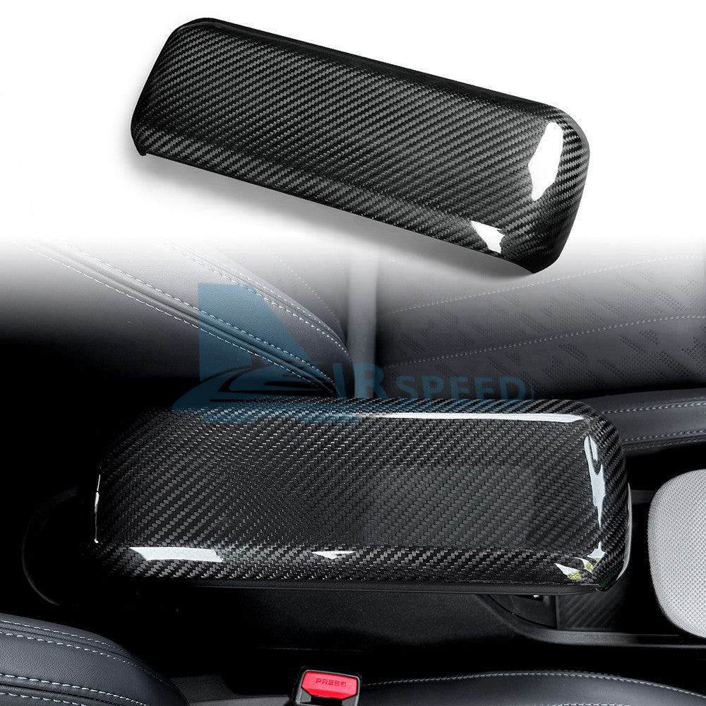 Black Hard Carbon Fiber Armrest Panel Cover Trim for MINI F65, F66 & F67 (2024-2025) - product view