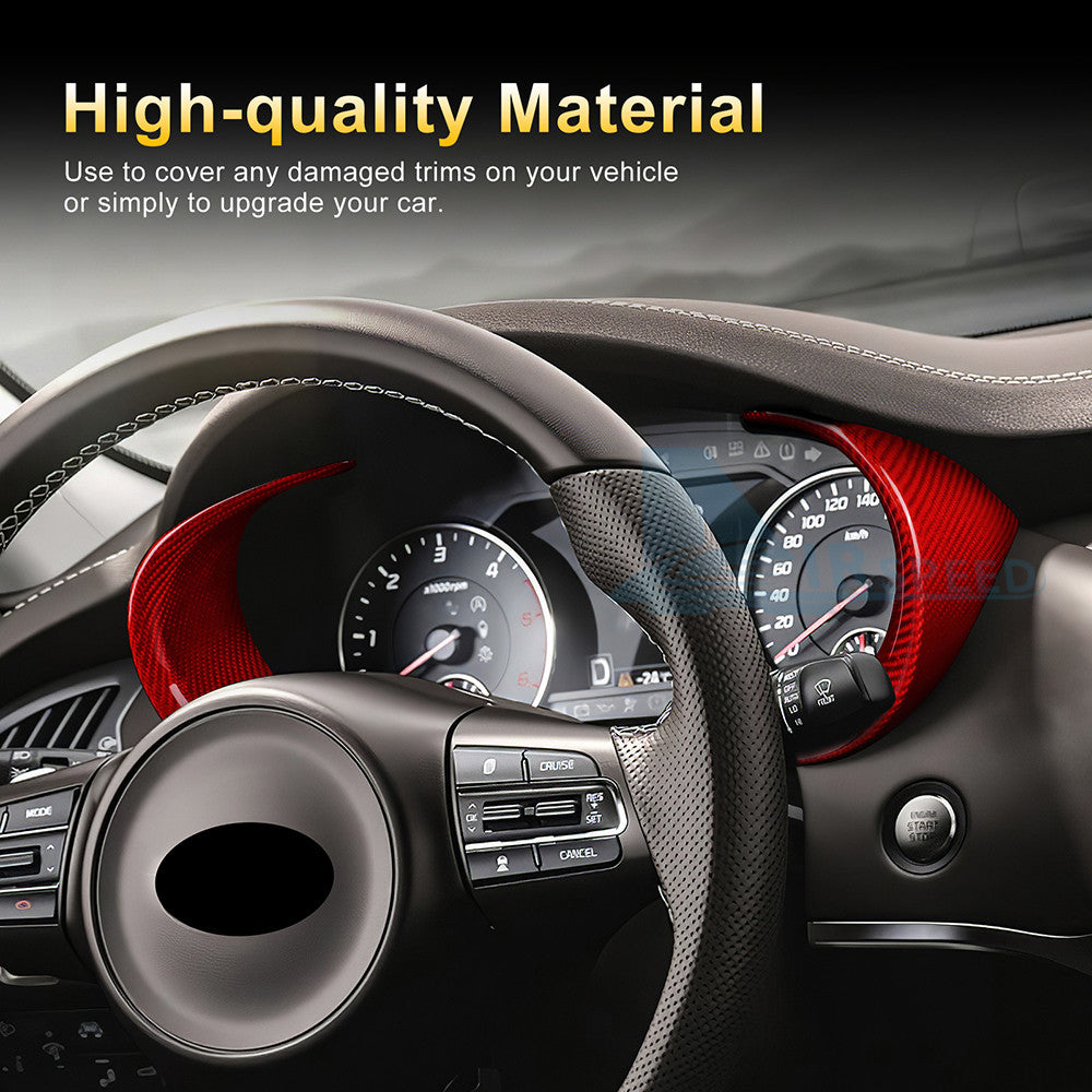 1X Red Real Hard Carbon Fiber Gauge Cluster Cover Trim For Kia Stinger 2018-2023
