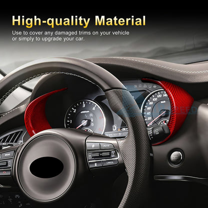 1X Red Real Hard Carbon Fiber Gauge Cluster Cover Trim For Kia Stinger 2018-2023